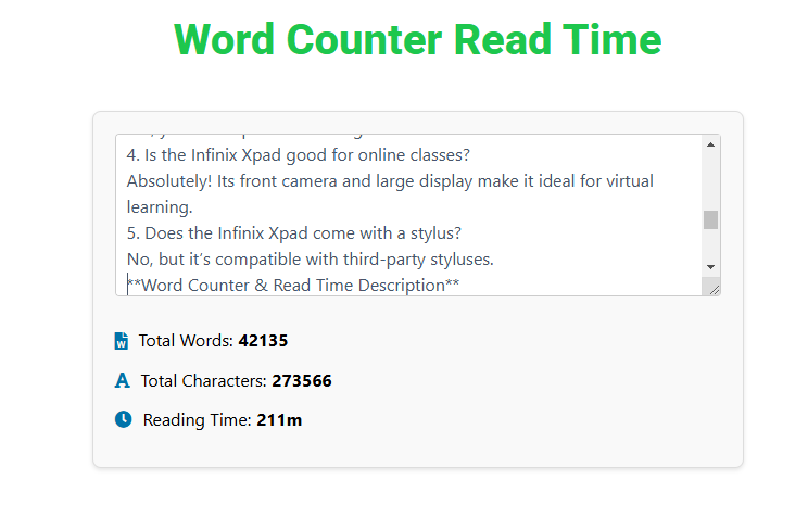 Word Counter & Read Time